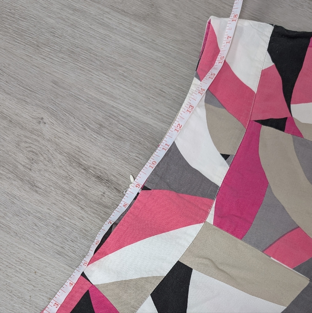 Ricki's Pink, Black & White Abstract Geometric A-Line Cotton Mini Skirt Size 12 - Picture 7 of 9